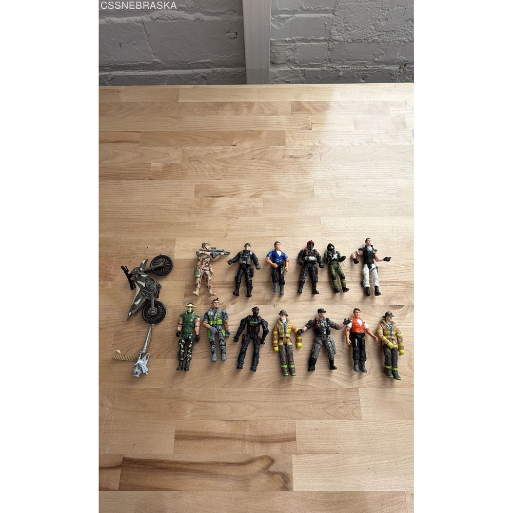 Military Action Figure Lot Chap Mei Soldier Force 14 Pieces Vintage Motorcycle